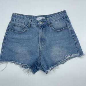 Khaki + Blue High Rise Smiley Shorts Size 5/27